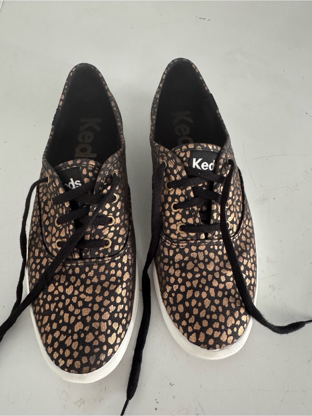 Keds Black Sneakers with Metallic Gold Print